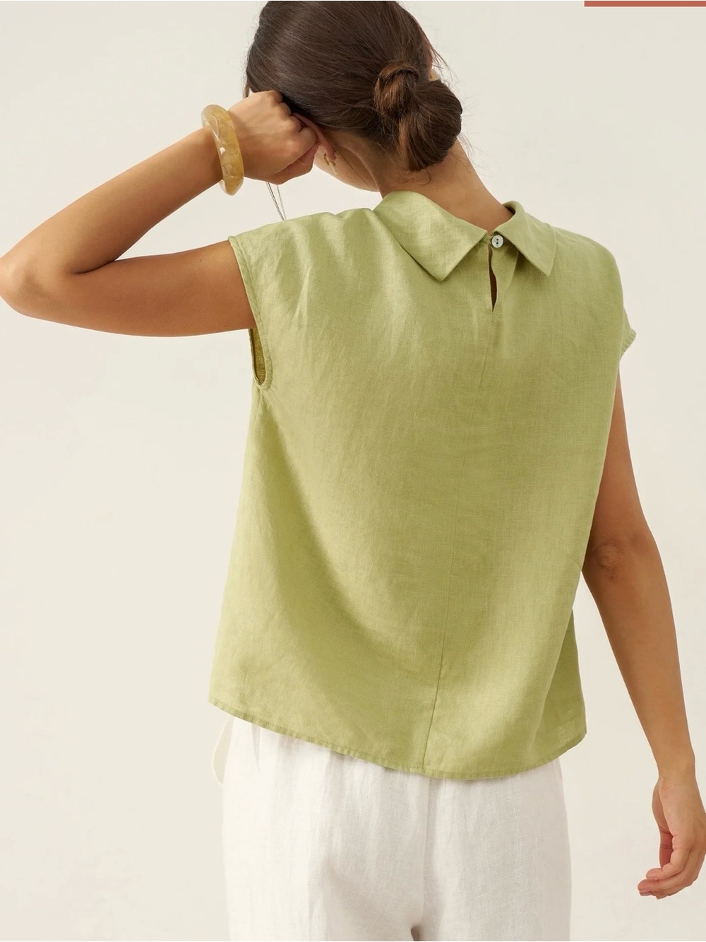Linen top with Rolled Neck - Picture 8 of 16